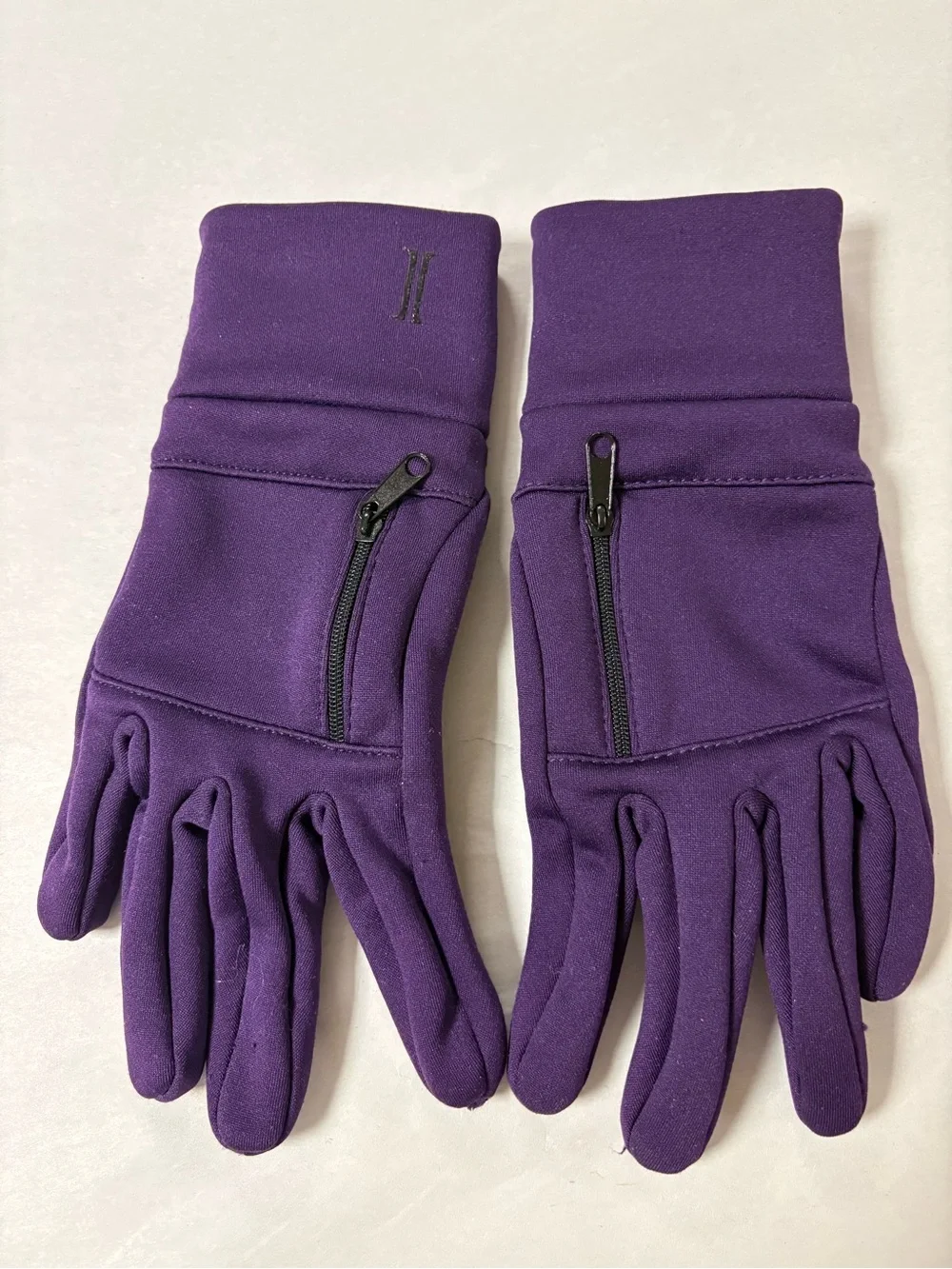 Purple Tech Gloves with Zip Pocket Lined Stretch Size M/L